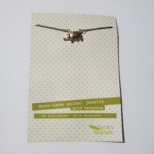 Lucky Feather Gold Plated Hedgehog Necklace